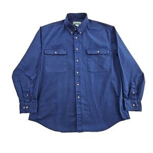 Mountain Express Shirt Men's XL Navy Blue‎ Vintage Button-Up Well Made Heavy EUC